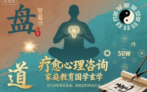 疗愈心理咨询，家庭教育国学玄学，月入50个商业复盘，最底层的商业打法
