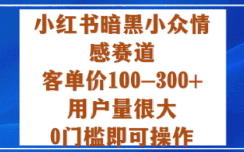 小红书暗黑小众情感赛道，客单价100-300+用户量很大，0门槛即可操作