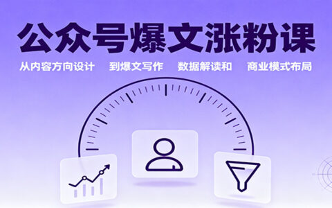公众号爆文涨粉课：从内容方向设计到爆文写作，数据解读和商业模式布局