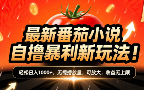 (爆款) 番茄小说自推自新被动收入玩法曝光！10-20播放就出单，日入1000+只是保底