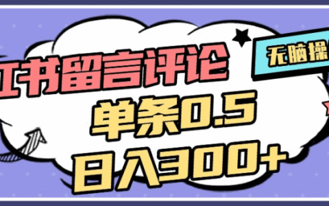 2025年最新小红书评论单条0.5元，日入300＋，无上限，详细操作流程