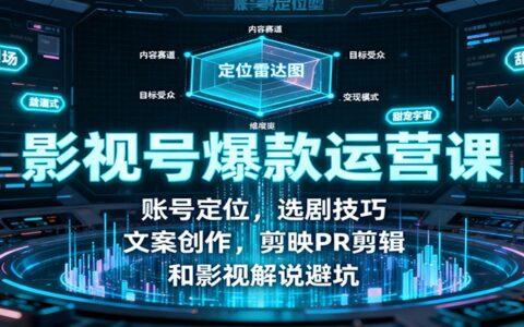 影视号爆款运营课：账号定位，选剧技巧，文案创作，剪映PR剪辑和影视解说避坑