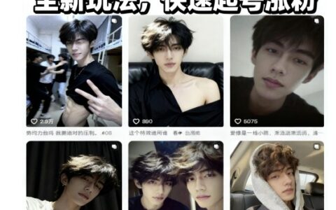 AI男颜涨粉短视频教学，全新玩法，快速起号涨粉