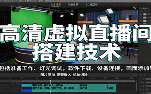 高清虚拟直播间搭建技术，包括准备工作、灯光调试，软件下载、设备连接，画面添加等