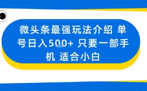 微头条最强玩法介绍一个号日入5张+只要一部手机适合小白