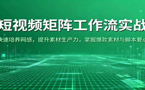短视频矩阵工作流实战：快速培养网感，提升素材生产力，掌握爆款素材与脚本要点