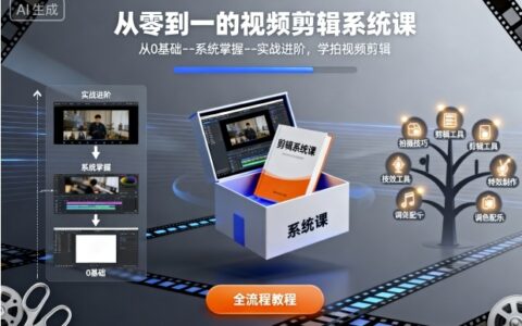 从零到一的视频剪辑系统课，从0基础–系统掌握–实战进阶，学拍视频剪辑