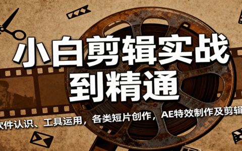 小白剪辑实战到精通，含软件认识、工具运用，各类短片创作，AE特效制作及剪辑技巧