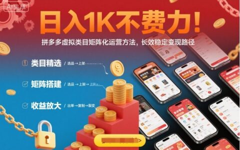 日入1K不费力！拼多多虚拟类目矩阵化运营方法，长效稳定变现路径