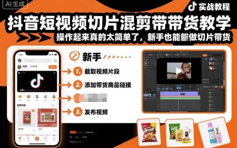 抖音短视频切片混剪带货教学，操作起来真的太简单了，新手也能做切片带货