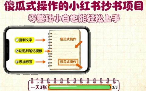 傻瓜式操作的小红书抄书项目，会复制粘贴就行，零基础小白也能一天3张