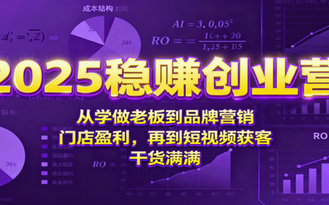 2025稳赚创业营：从学做老板到品牌营销、门店盈利，再到短视频获客，干货满满