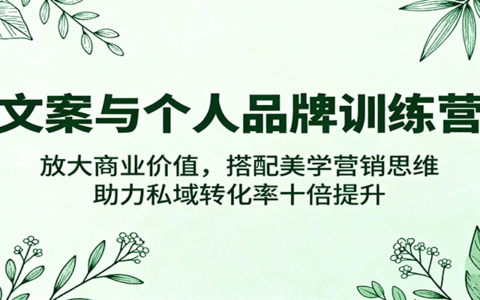 文案与个人品牌训练营，放大商业价值，搭配美学营销思维，助力私域转化率十倍提升