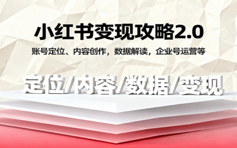 小红书变现攻略2.0：账号定位、内容创作，数据解读，企业号运营等
