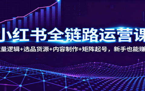 小红书全链路运营课：流量逻辑+选品货源+内容制作+矩阵起号，新手也能赚钱