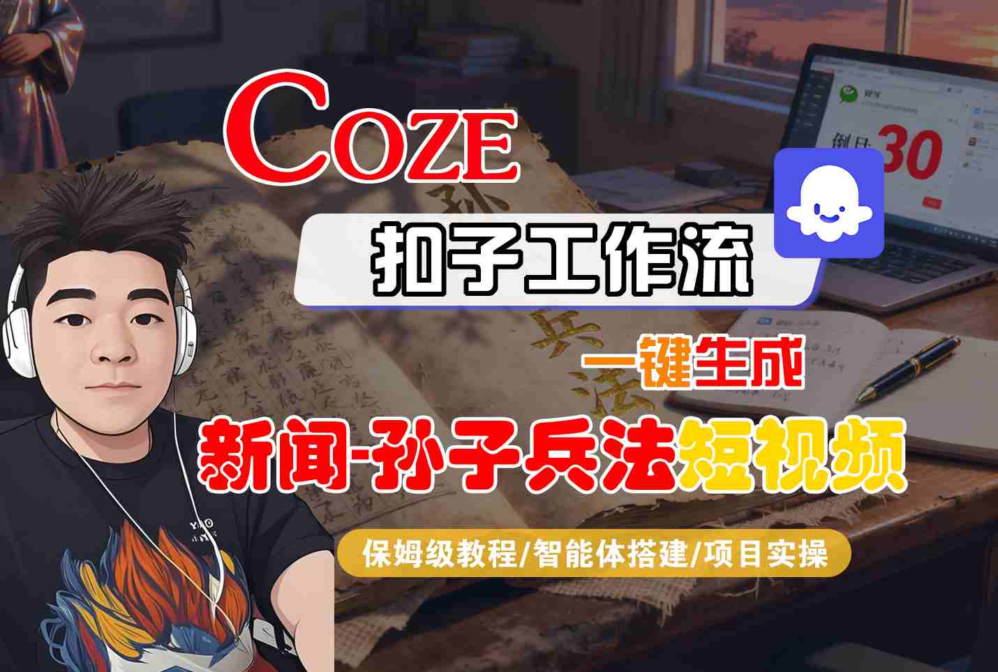 Coze扣子智能体工作流一键生成新闻-孙子兵法短视频，全流程保姆级教学