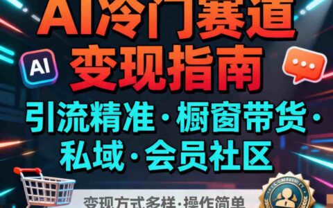 AI冷门赛道，引流精准，橱窗带货+私域+会员社区，变现方式多样，操作简单