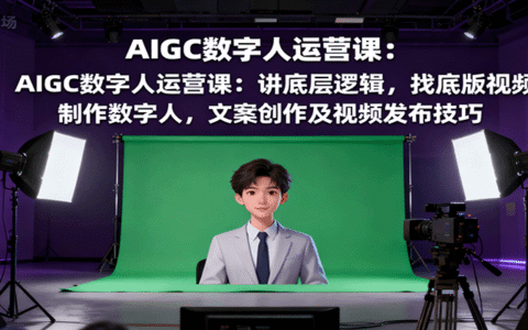 AIGC数字人运营课：讲底层逻辑，找底版视频、制作数字人，文案创作及视频发布技巧