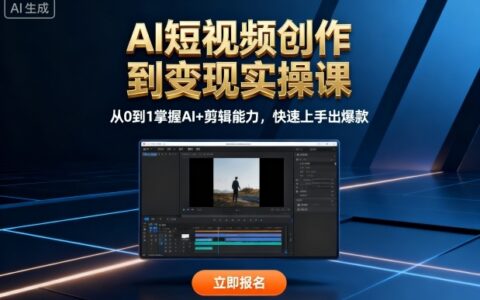 AI短视频创作到变现实操课，从0到1掌握AI+剪辑能力，快速上手出爆款（更新10月）