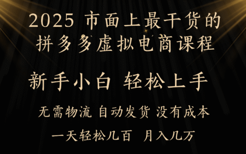 拼多多虚拟电商实战课程：小白轻松上手，探索被动收入策略指南