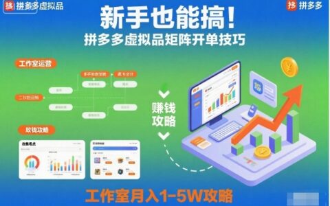 新手实操攻略：拼多多虚拟品矩阵开单策略，工作室变现潜力指南