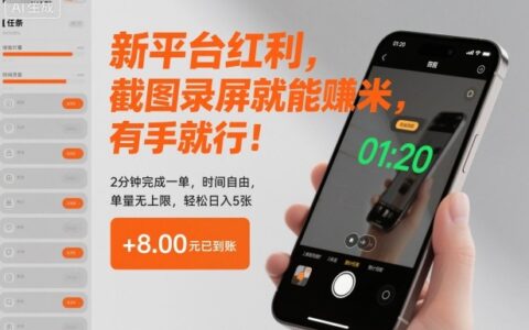 新平台红利实测：截图录屏变现攻略，快速任务、时间自由，提升收入潜力