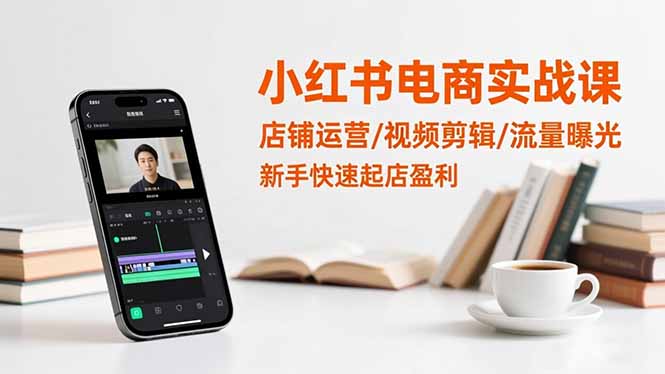 小红书电商实战课：店铺运营/视频剪辑/流量曝光，新手起店变现指南