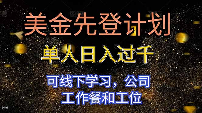 美金先登计划：盈利方法实战指南，可线下学习，公司提供支持