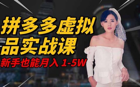 2025 拼多多虚拟品系统实战课，轻资产项目，可矩阵开工作室，新手也能...