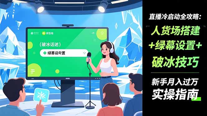 直播冷启动全攻略:人货场搭建+绿幕设置+破冰技巧，新手变现实操指南