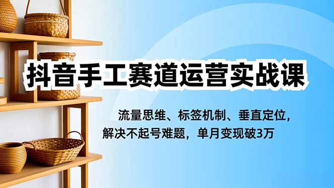 抖音手工赛道运营实战课：流量思维、标签机制、垂直定位，解决不起号难题，高效变现攻略