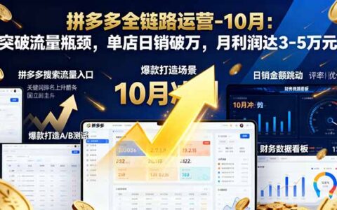 拼多多全链路运营-10月：突破流量瓶颈，单店日销破万，月利润达3-5万R