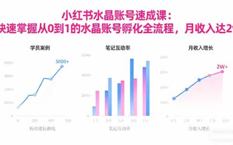 2025小红书水晶账号速成课：快速掌握从0-1水晶账号孵化全流程，月收入达2w