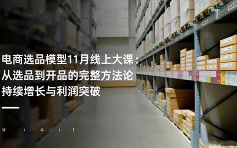 电商选品模型11月线上课程：从选品到开品的实战策略 实现持续增长与利润提升