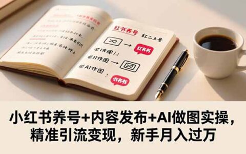 小红书养号+内容发布+AI做图实操，精准引流变现，新手月入过万