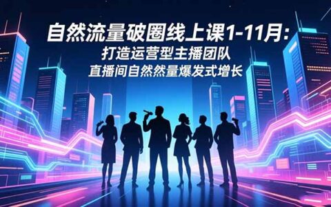 自然流量增长策略线上课1-11月：实操打造运营型主播团队 提升直播间流量