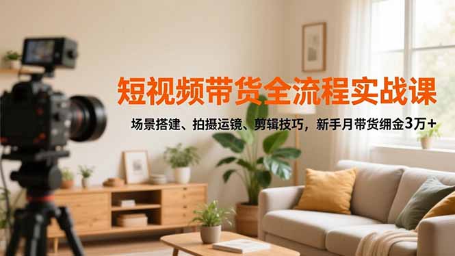 短视频带货全流程实战课：场景搭建、拍摄运镜、剪辑技巧，新手变现实操攻略