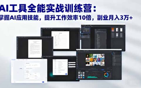 AI工具全能实战训练营：掌握AI应用技能，提升工作效率10倍，副业月入3万+