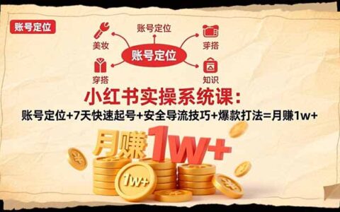小红书实操教程：账号定位+7天起号策略+安全导流技巧+爆款打法=变现实战指南