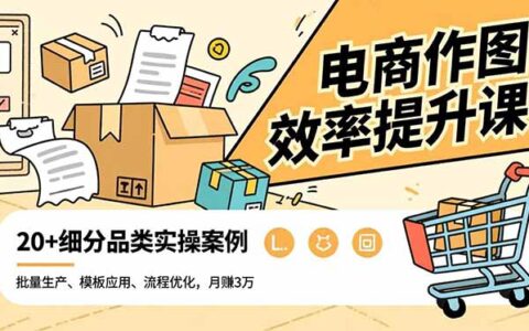 电商作图效率提升课程：批量生产、模板应用、流程优化，20+细分品类实操案例，高效变现策略