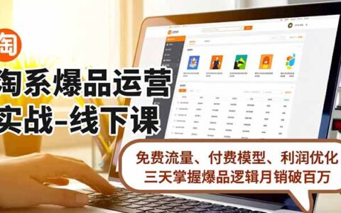 淘系爆品运营实战课程：免费流量、付费模型与利润优化策略，高效掌握爆品逻辑提升月销