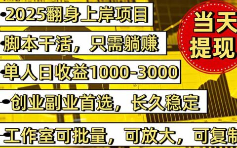 2025翻身上岸项目脚本干活，内部客户经理内部开号，单人日收益1000-300...