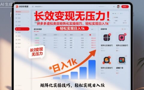 长效变现无压力！拼多多虚拟类目矩阵化实操技巧，轻松实现日入1k