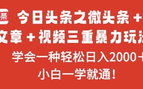 今日头条微头条+文章+视频三重变现实战攻略
