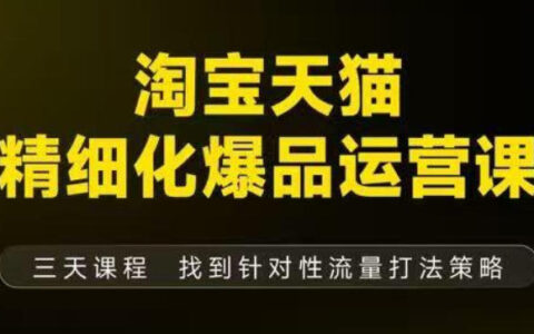 淘宝天猫爆品打造策略实战指南（9月12-14杭州线下课），附赠音频+字幕+文档