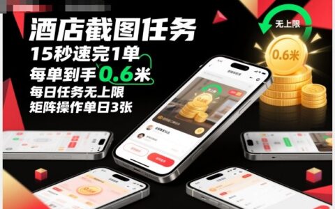 酒店截图项目实操指南：快速任务完成，小额收益稳定，每日无限量，矩阵策略实战