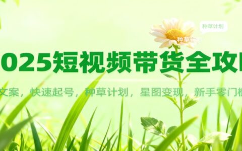 2025短视频带货全攻略：文案策略、快速起号方法、种草计划实操、星图变现案例，新手入门指南