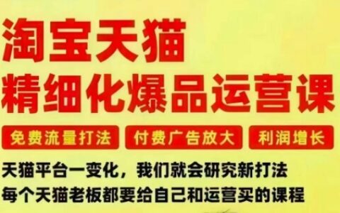 淘宝天猫精细化爆品运营课：免费流量打法、付费广告放大与利润增长实战攻略