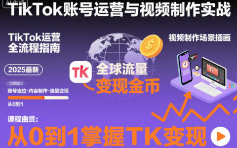 2025 TikTok账号运营与视频制作实战全流程：从0到1掌握TK变现（含11月最新TK优化方法）
