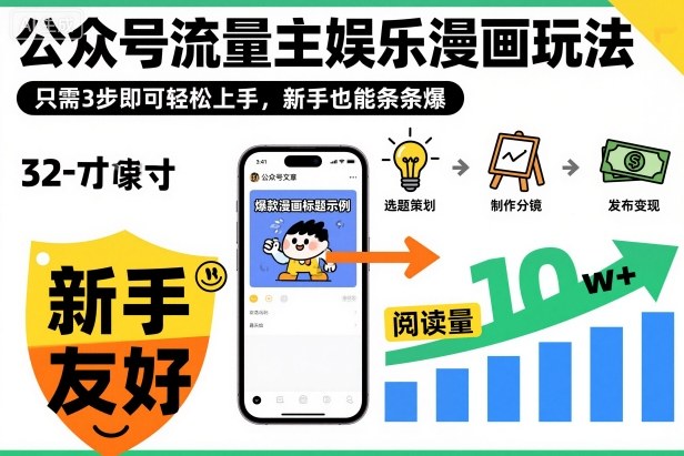 公众号流量主娱乐漫画变现攻略：新手3步轻松上手，高效盈利实战指南